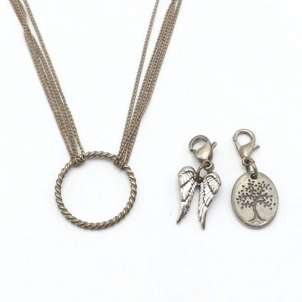 Origami Owl Dream Catcher Necklace 2 Charms Life is a Gift Wings 18"